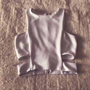 White crop top cutout zipper back
